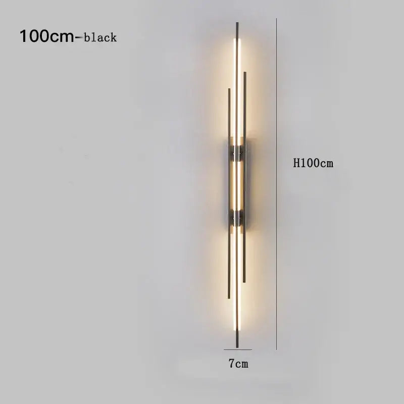 Modern minimalist copper wall lamp for bedroom with slender rods