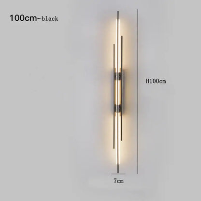 Modern minimalist copper wall lamp for bedroom with slender rods
