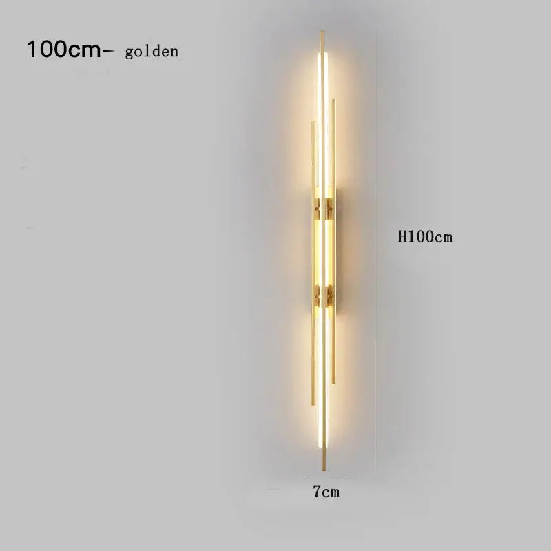 Modern minimalist copper wall lamp for bedroom with slender rods