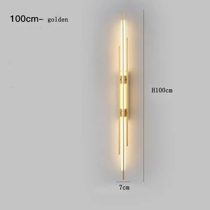 Modern minimalist copper wall lamp for bedroom with slender rods