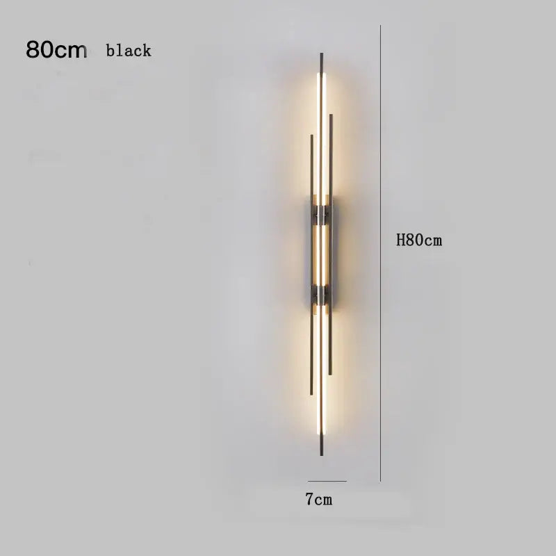 Modern minimalist copper wall lamp for bedroom with slender rods