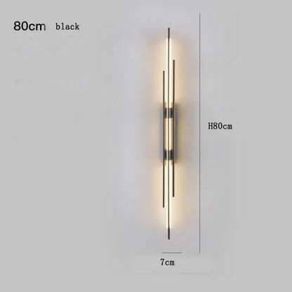 Modern minimalist copper wall lamp for bedroom with slender rods