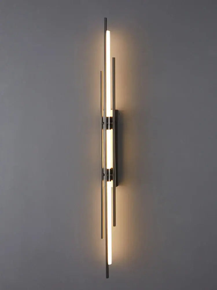 Modern minimalist copper wall lamp for bedroom with slender rods