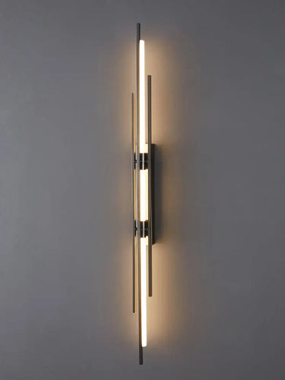 Modern minimalist copper wall lamp for bedroom with slender rods
