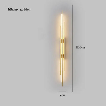 Modern minimalist copper wall lamp for bedroom with slender rods
