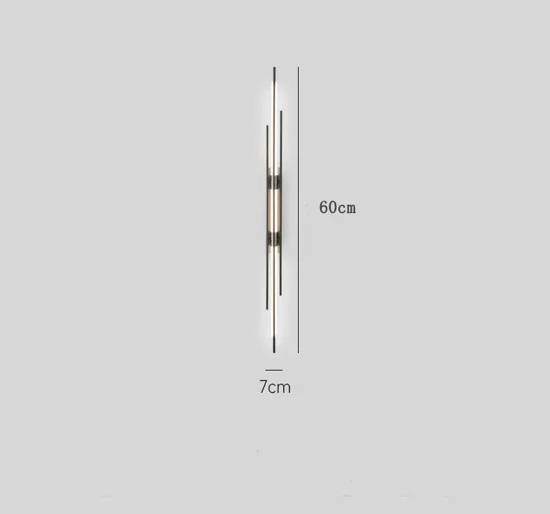 Modern minimalist copper wall lamp for bedroom with slender rods