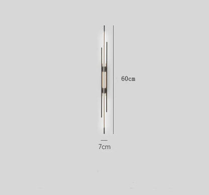 Modern minimalist copper wall lamp for bedroom with slender rods