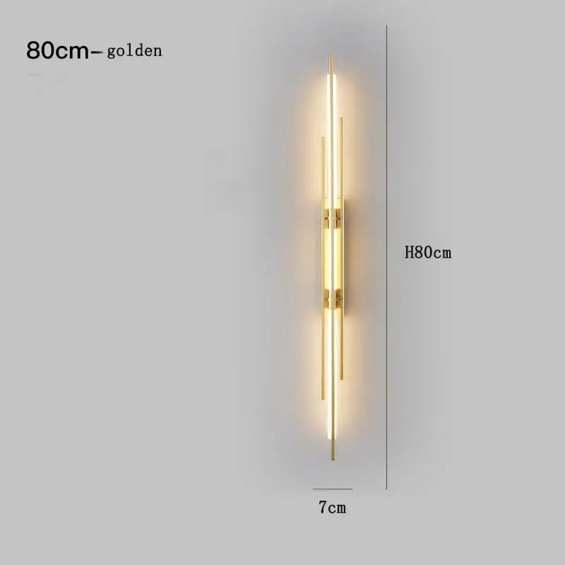 Modern minimalist copper wall lamp for bedroom with slender rods