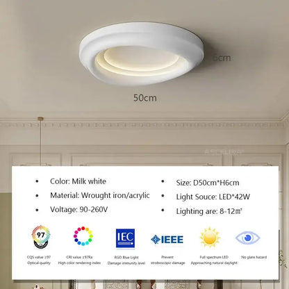 Modern minimalist cream led ceiling light for bedroom ambient decor