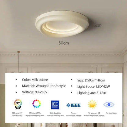 Modern minimalist cream led ceiling light for bedroom ambient decor