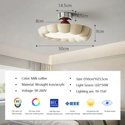 Modern minimalist cream led ceiling light for bedroom ambient decor