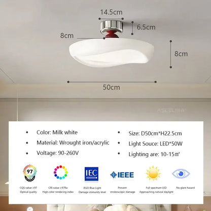 Modern minimalist cream led ceiling light for bedroom ambient decor