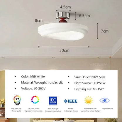 Modern minimalist cream led ceiling light for bedroom ambient decor