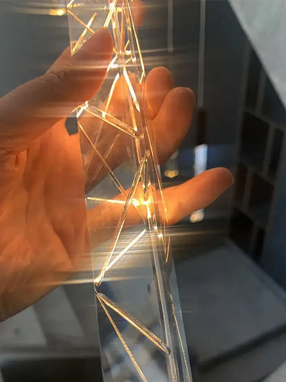 Modern minimalist crystal chrome led chandelier stairwell pendant light
