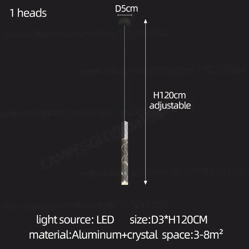 Modern minimalist crystal chrome led chandelier stairwell pendant light
