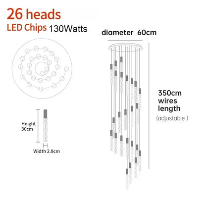 Modern minimalist crystal led pendant light for living room