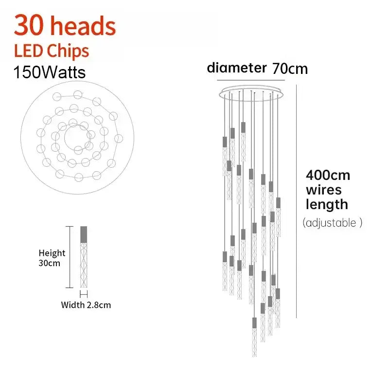 Modern minimalist crystal led pendant light for living room