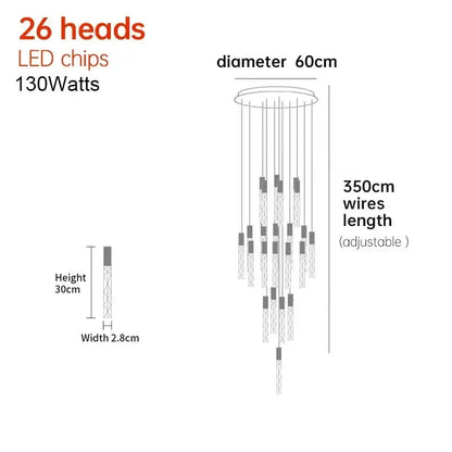 Modern minimalist crystal led pendant light for living room