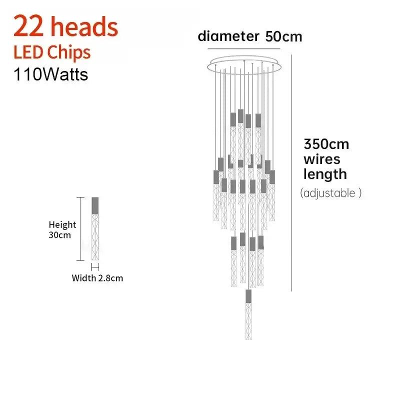 Modern minimalist crystal led pendant light for living room