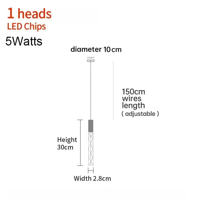 Modern minimalist crystal led pendant light for living room