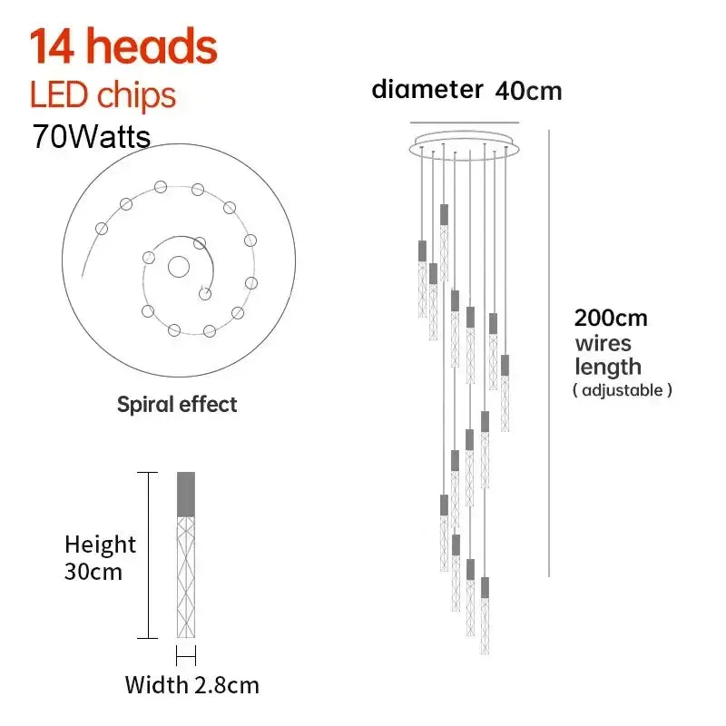 Modern minimalist crystal led pendant light for living room