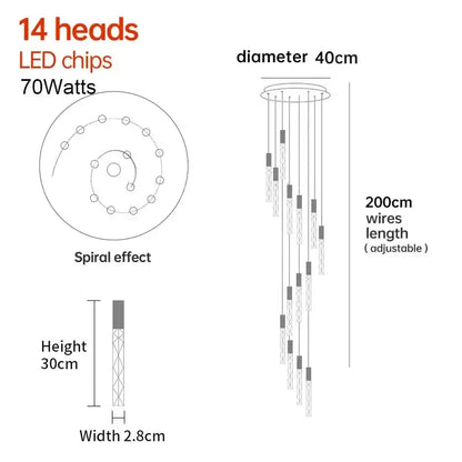 Modern minimalist crystal led pendant light for living room