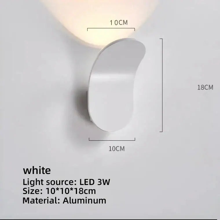Modern minimalist curved metal led wall lamps for living room