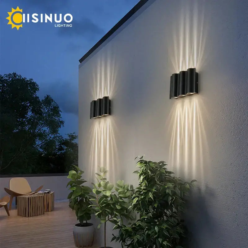 Modern minimalist 12w black outdoor sconce light garden lamp