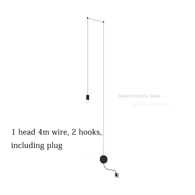 Modern minimalist black rope pendant lamp living room light