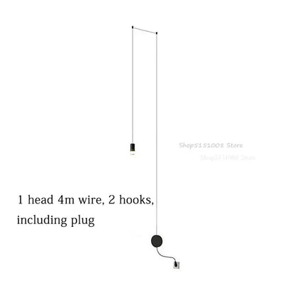 Modern minimalist black rope pendant lamp living room light