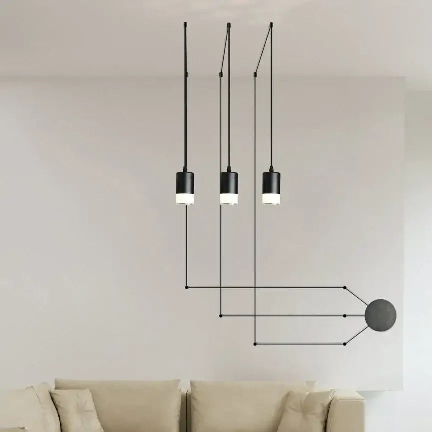 Modern minimalist black rope pendant lamp living room light