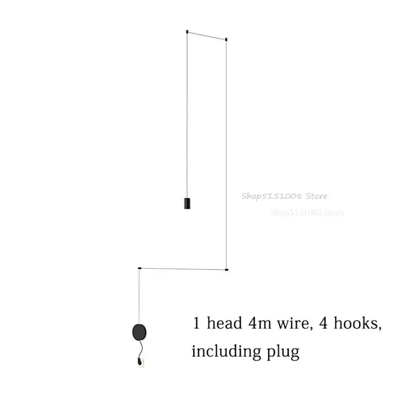 Modern minimalist black rope pendant lamp living room light
