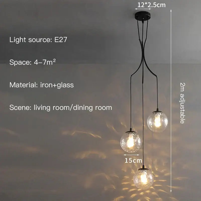 Modern minimalist glass ball chandelier staircase light