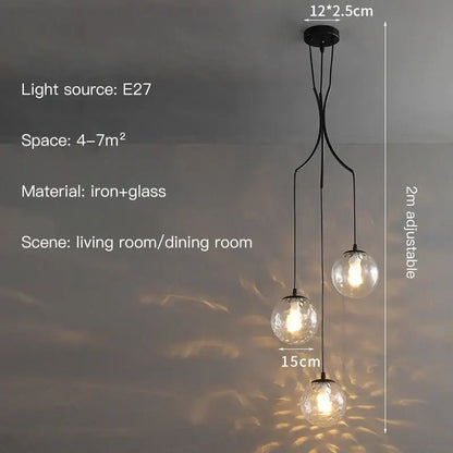 Modern minimalist glass ball chandelier staircase light