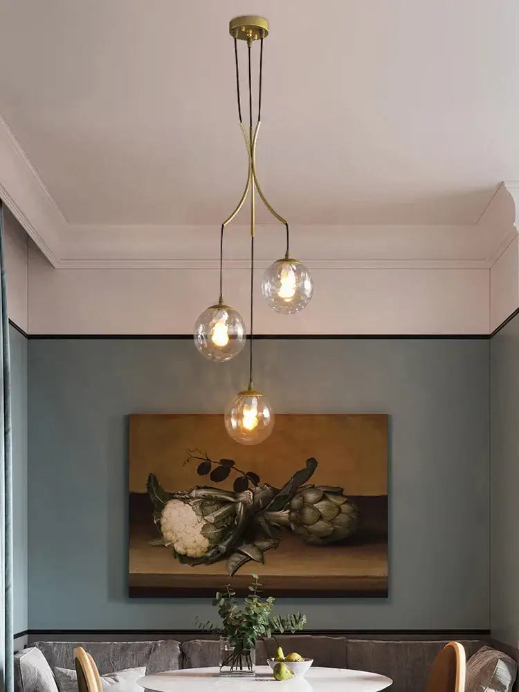 Modern minimalist glass ball chandelier staircase light