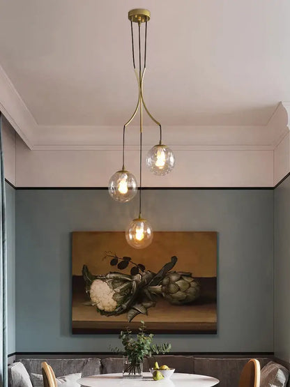 Modern minimalist glass ball chandelier staircase light