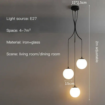 Modern minimalist glass ball chandelier staircase light