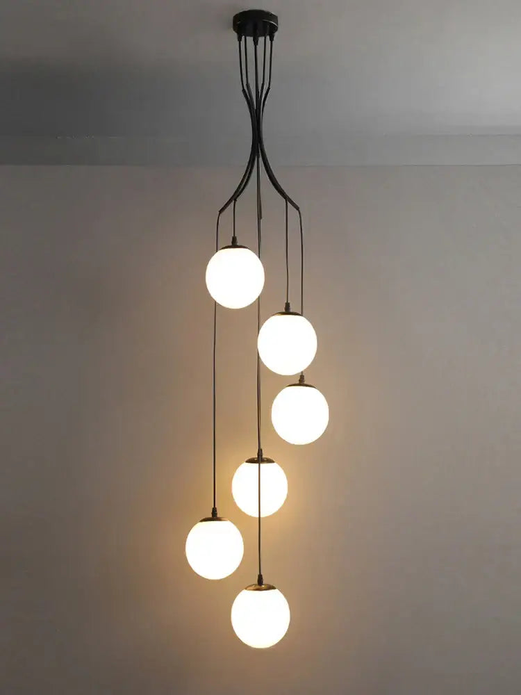 Modern minimalist glass ball chandelier staircase light