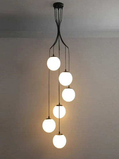 Modern minimalist glass ball chandelier staircase light