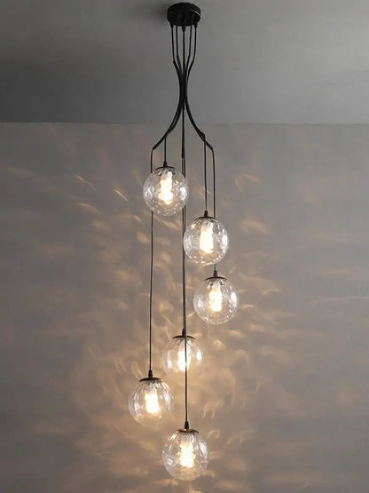 Modern minimalist glass ball chandelier staircase light