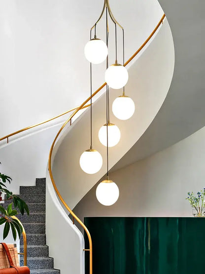 Modern minimalist glass ball chandelier staircase light