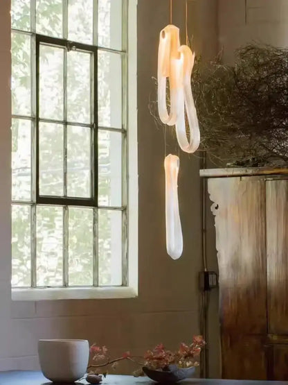 Modern minimalist elegant led glass chandelier for dining room