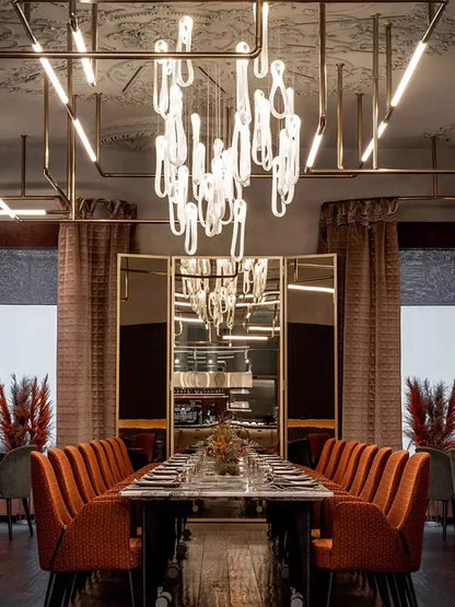 Modern minimalist elegant led glass chandelier for dining room