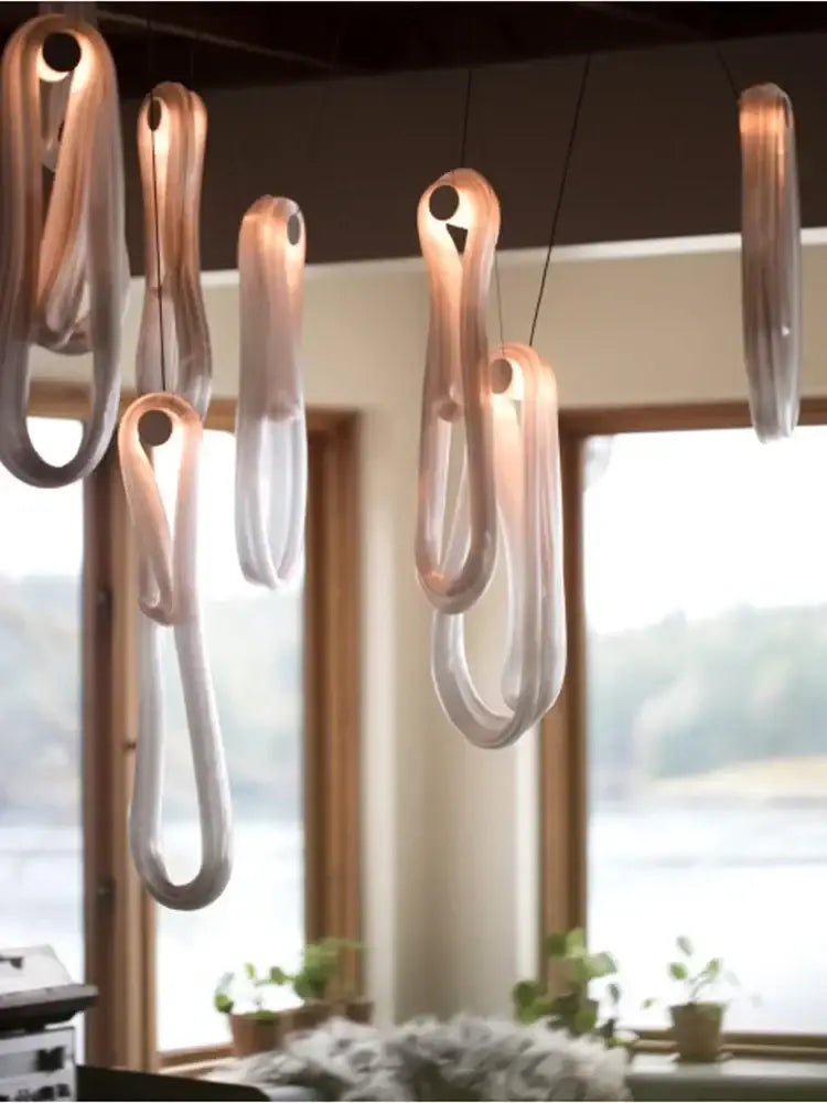 Modern minimalist elegant led glass chandelier for dining room