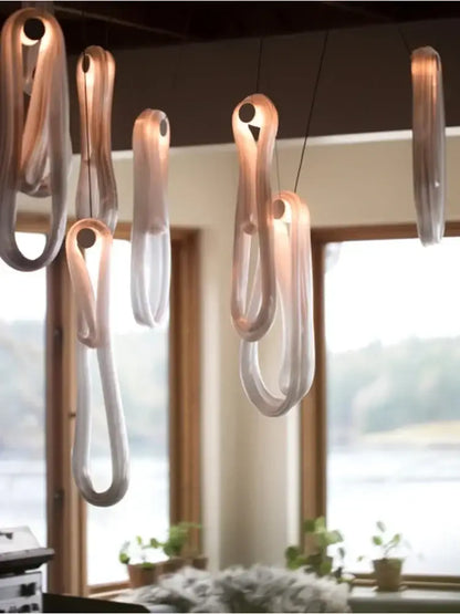 Modern minimalist elegant led glass chandelier for dining room