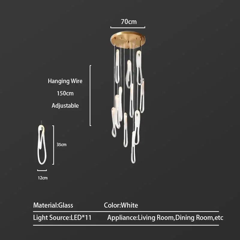 Modern minimalist elegant led glass chandelier for dining room