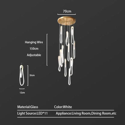 Modern minimalist elegant led glass chandelier for dining room