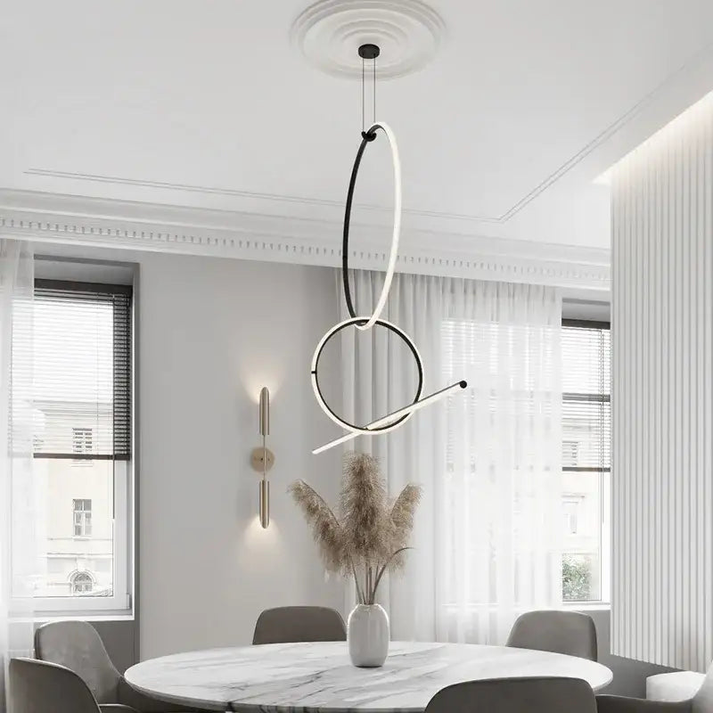 Modern minimalist geometric chandelier black dining room pendant light