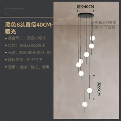 Modern minimalist glass ball led ceiling chandelier for dining room