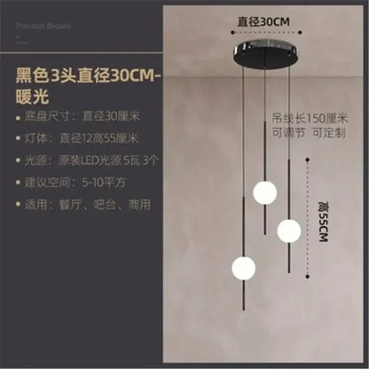 Modern minimalist glass ball led ceiling chandelier for dining room
